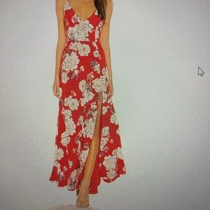Yumi kim red floral silk maxi